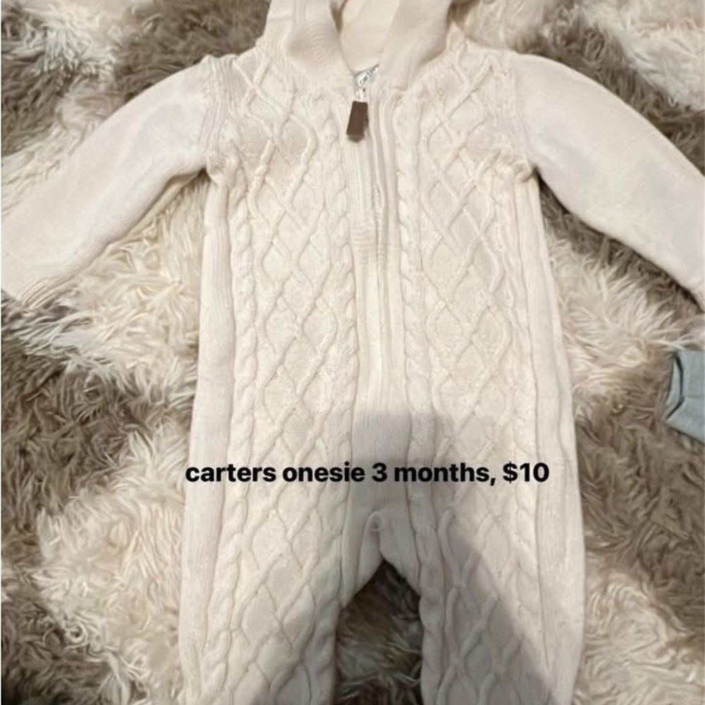 Carter's Ivory Cable Knit Footie